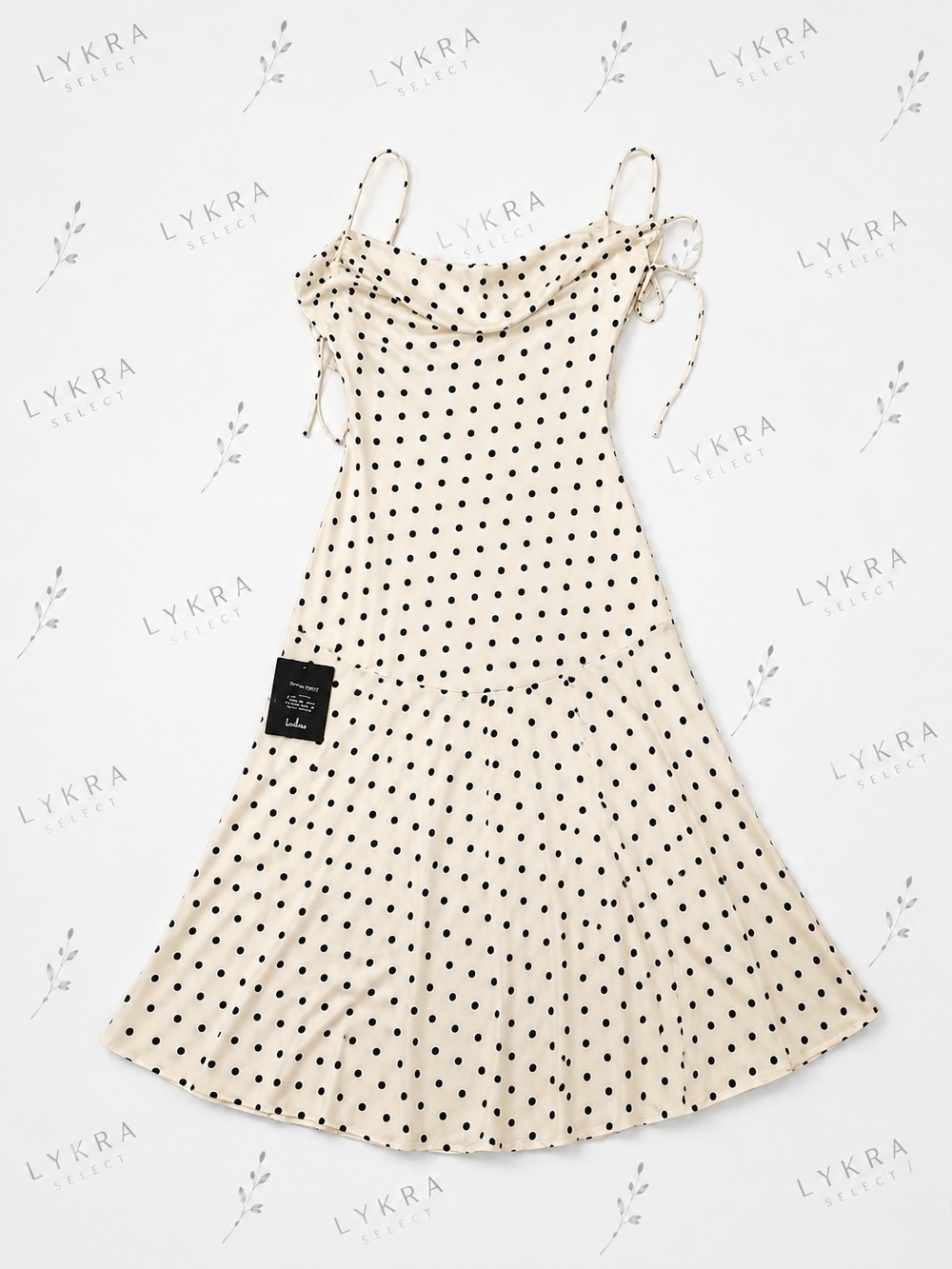 Lulu's Cream and Black Polka Dot Slip Dress - Picture 3 of 7